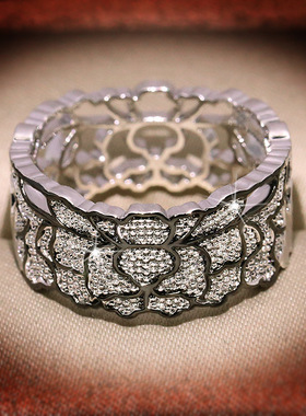 925 Silver Ring Fashion Jewelry Unique Design Hollow Lace Pa