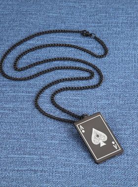 Skyrim New Stainless Steel Poker Card Ace of Spades Pendant