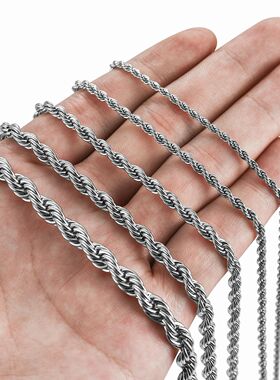 Men's Stainless Steel Punk Twist Rope Chain Necklace for