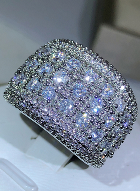 New Luxury Round 925 Sterling Silver bling zircon