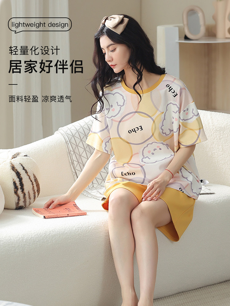猫人2022新款夏季纯棉短袖学生睡衣 猫人万暖睡衣/家居服套装