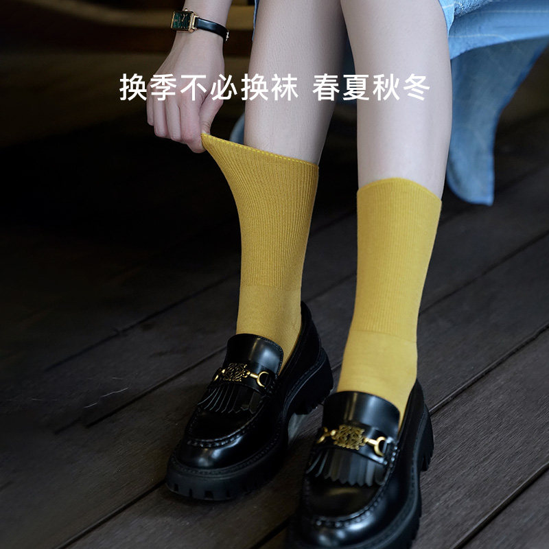 Tabio袜子女秋冬舒适透气百搭纯色女袜日系风堆堆袜女士中筒袜3双,淘宝优惠券,粉丝福利购,淘宝优惠卷