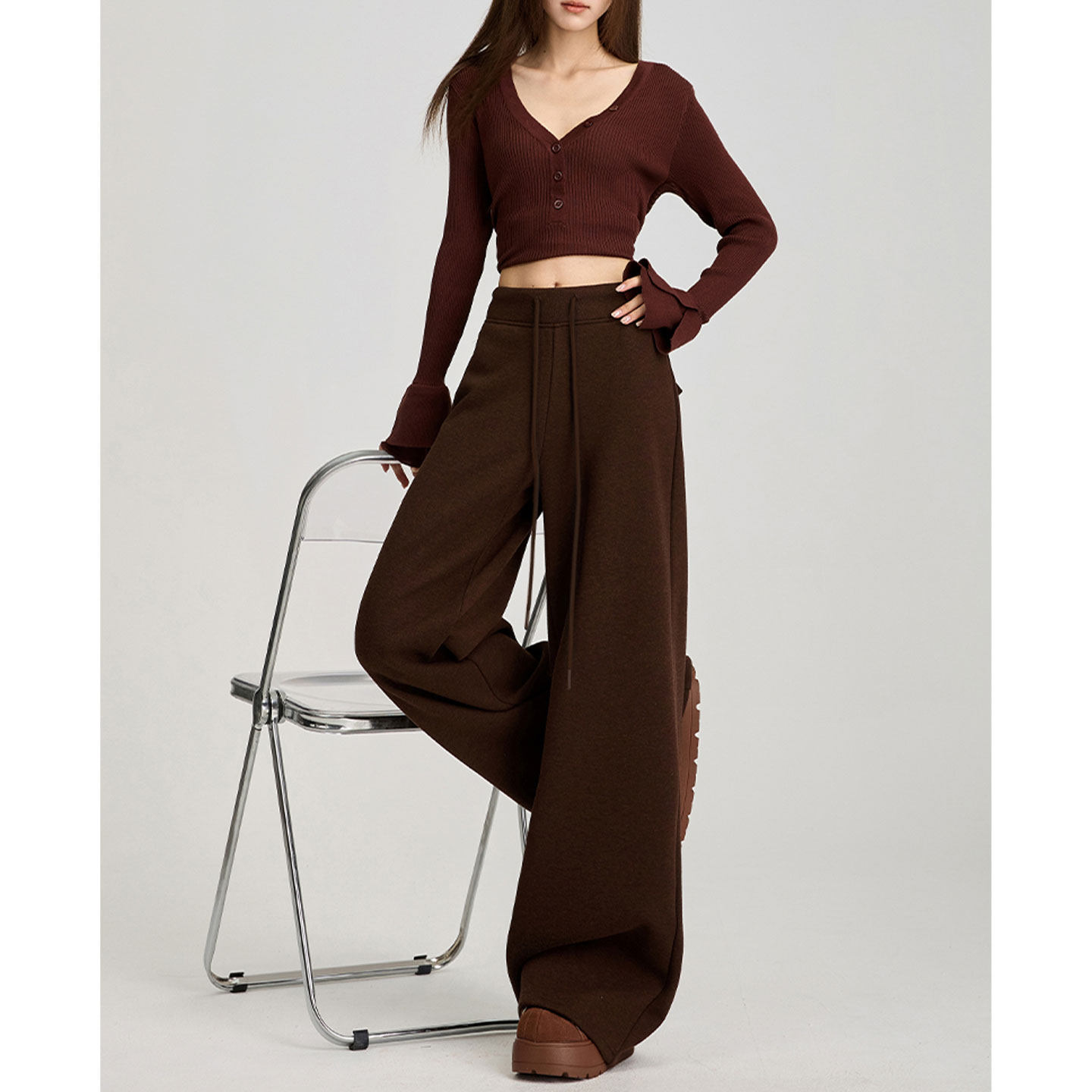 灰色加绒阔腿裤子女春季秋冬宽松垂感休闲运动卫裤加厚糯米面膜裤,淘宝优惠券,粉丝福利购,淘宝优惠卷