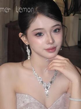 气质新娘水晶项链耳环套装女士舞台表演礼服搭配首饰舞会服饰配饰