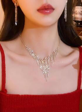 项炼晚礼服首饰套装婚纱配饰高级感锁骨炼轻奢小众新娘结婚颈炼女