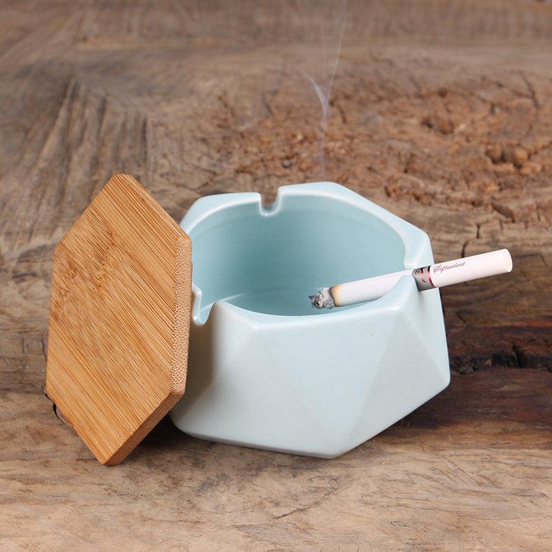 急速发货北欧陶瓷烟灰缸创意家用烟缸客厅防风个性潮流办公室带盖 - 图1
