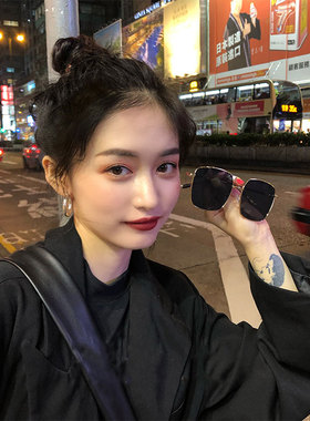 黑色太阳镜女防紫外线大脸墨镜