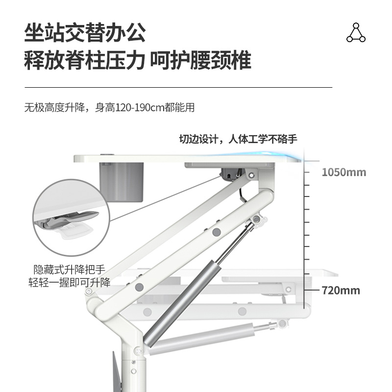 站立式可折叠升降桌电脑办公沙发床边桌可移动家用学习书桌演讲台-图2