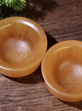 天然披毛犀茶杯水杯小摆件蜜色