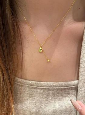 日本MUMI轻奢古法18k金色碎冰冰葫芦流苏项链女款超闪精致百搭锁