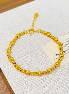 日本MUMI新款18k金星河拉丝转运珠手链女轻奢个性小众高级感