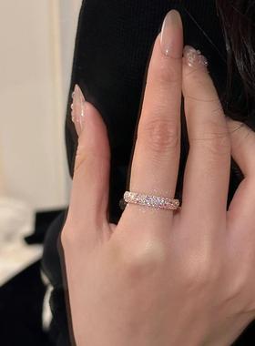 日本MUMI正品biu boomS925纯银粉色排钻彩色宝石戒指覆古精致设计