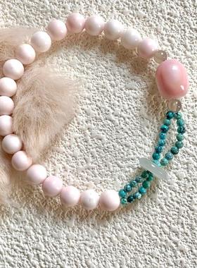 日本MUMIIi Boom粉色女王贝壳手镯可爱甜美串珠手镯女性古风轻奢