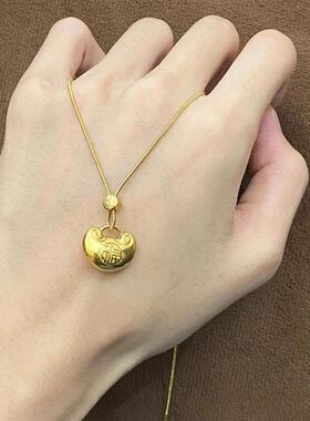 日本MUMIMUMIMUMI新中式宫廷风金元宝福字项炼女款18k金色不掉色