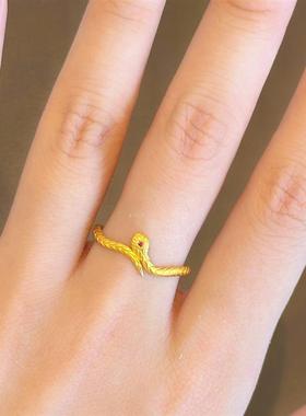 日本MUMI古法18k包金蛇序呈祥蛇盘灵蛇戒指女红宝石本命年灵动蛇