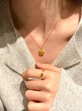 日本MUMIMUMI古法24k包金大气小坨胖福元宝项炼女金墩墩福袋金坨