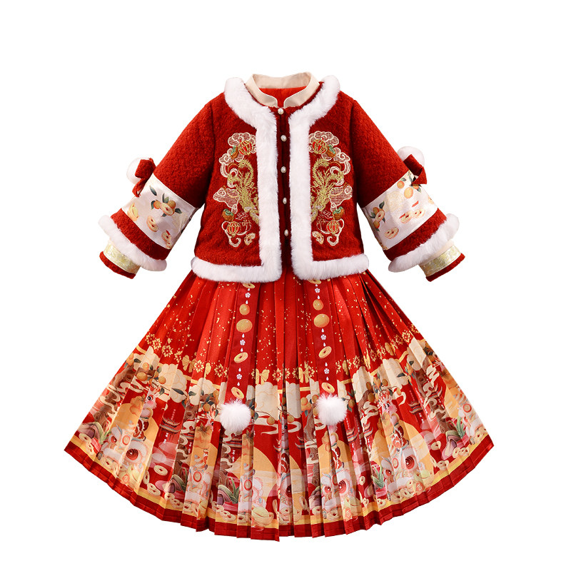 拜年服女童新年喜加厚秋冬儿童汉服过年衣服冬季绒马面裙2026新款,淘宝优惠券,粉丝福利购,淘宝优惠卷
