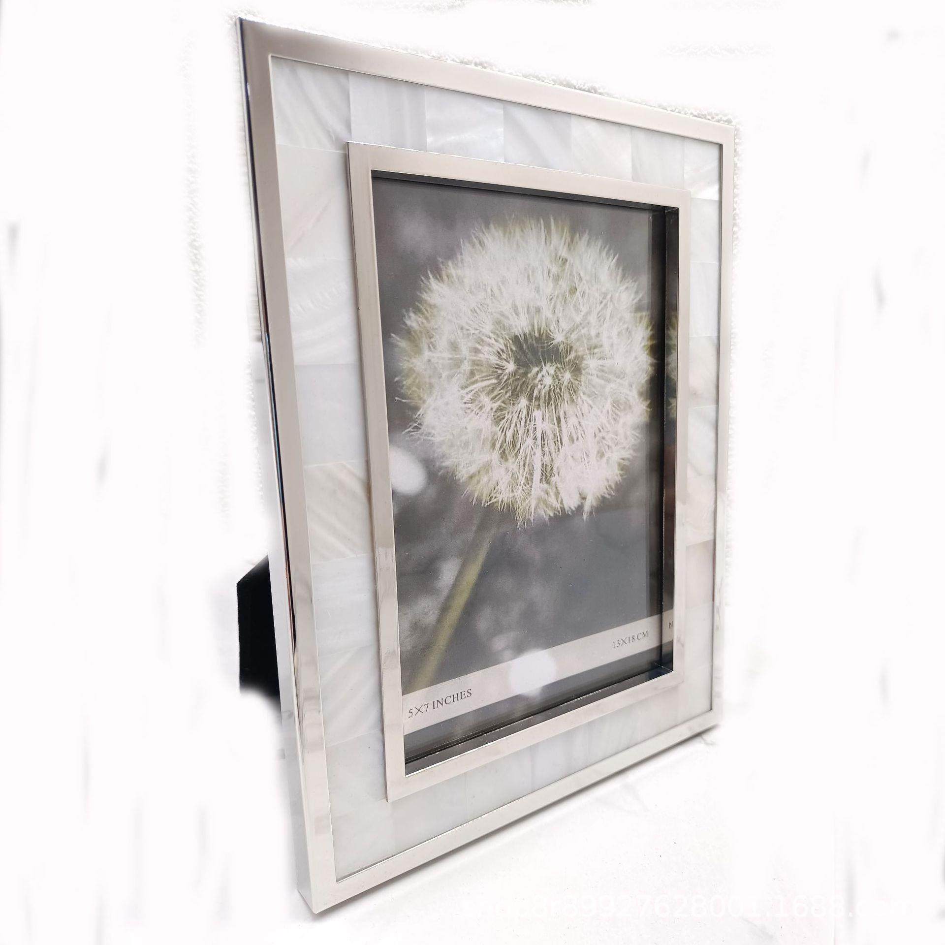 金属边框镶贝壳相框摆台 现代简约创意相框,淘宝优惠券,粉丝福利购,淘宝优惠卷