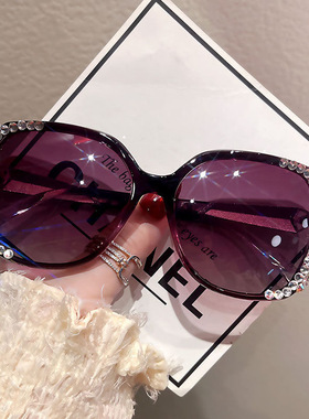 新款水钻偏光太阳镜女款ins防晒防紫外线墨镜个性女大脸显瘦带钻