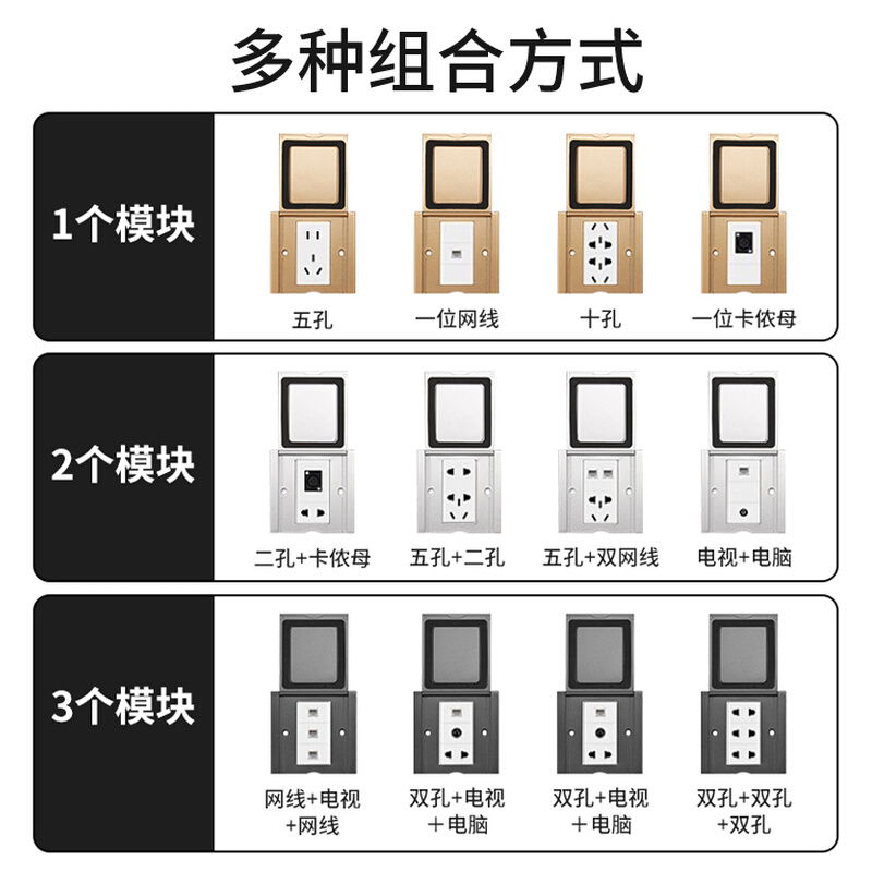 86地插平翻盖防水地插座五孔地面插座超薄地插开启式地插-图3