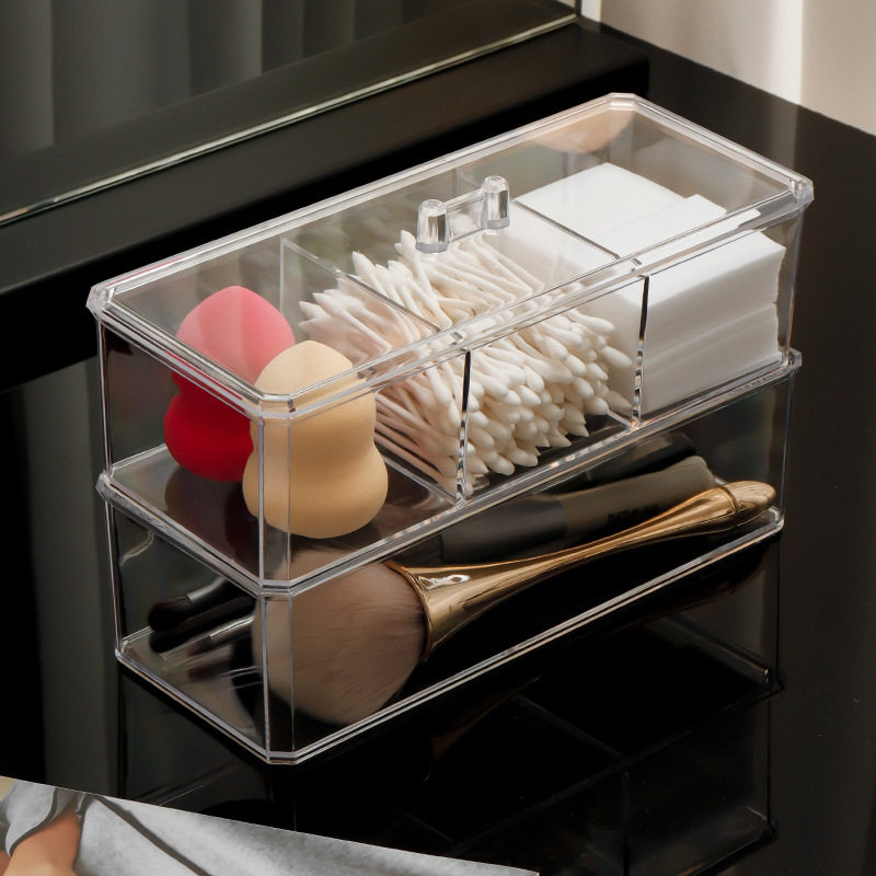 棉签收纳盒化妆棉美妆蛋粉扑卸妆棉化妆刷桌面带盖防尘可叠加收纳,淘宝优惠券,粉丝福利购,淘宝优惠卷