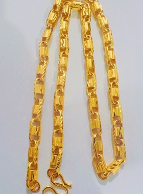 同款沙金项链男士闪砂桶珠麻花项链锁扣车花链子