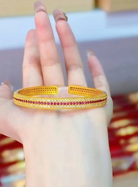 同款三排闪动蔷薇开口手镯女复古轻奢镯子送女友