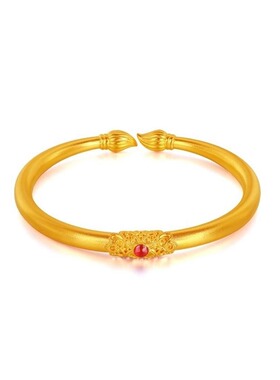 新款沙金如意平安手镯女轻奢开口手环复古手饰情人节礼物