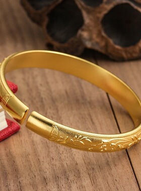 兰花开口实心手镯民族风四君子镯子文艺国潮仿真手饰送妈妈手环