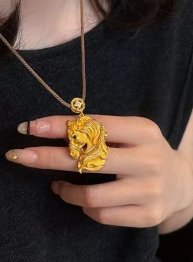 国风新中式马头吊坠项链马年本命年百搭锁骨链