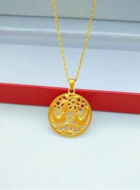哑光福字圆牌吊坠中国风婚庆首饰品女士项坠