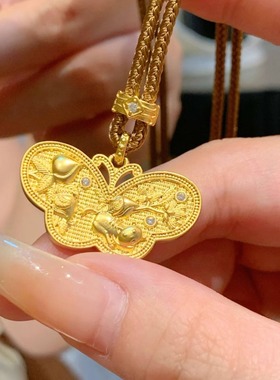 梦蝶同款项链气质中式蝴蝶吊坠毛衣链