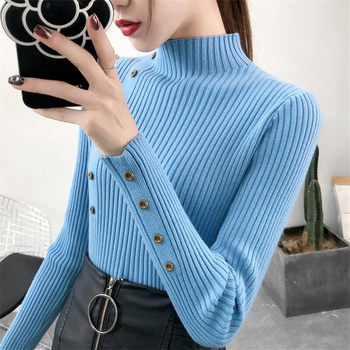 2020 Women Autumn Knitted Sweaters Slim Sweaters Solid Knitted Women