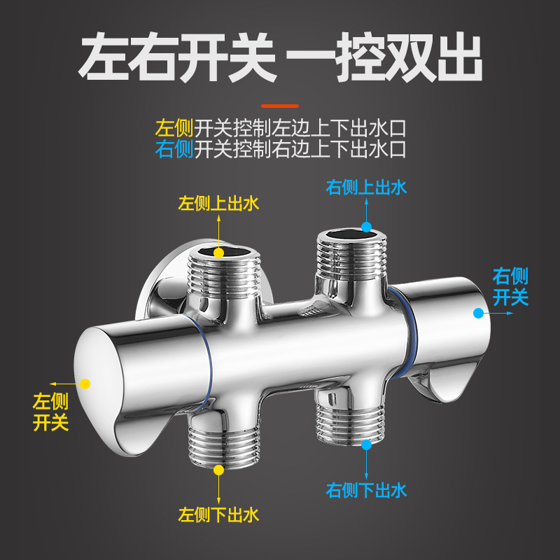 德国昂牧全铜一进二出三出四出角阀三通四通洗碗洗衣机水龙头分水 - 图2