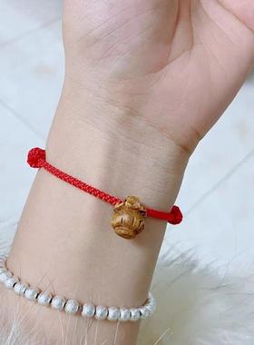 桃木桃核红绳手链婴儿童宝宝惊新生带男女款护防压身吓惊桃蓝手串