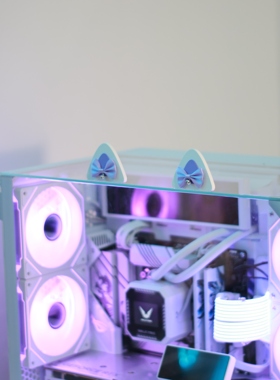 可爱蝴蝶结铃铛机箱显示器摆件