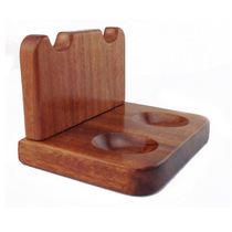 Solid Wood Double Seat Tobacco Bucket Shelf Vertical 2 Smoking Bucket Holder Base Show Shelf RED WOOD DOUBLE HOPPER HOLDER M