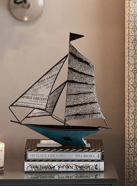 现代帆船摆件一帆风顺创意美式客厅电视酒柜办公室桌面家居