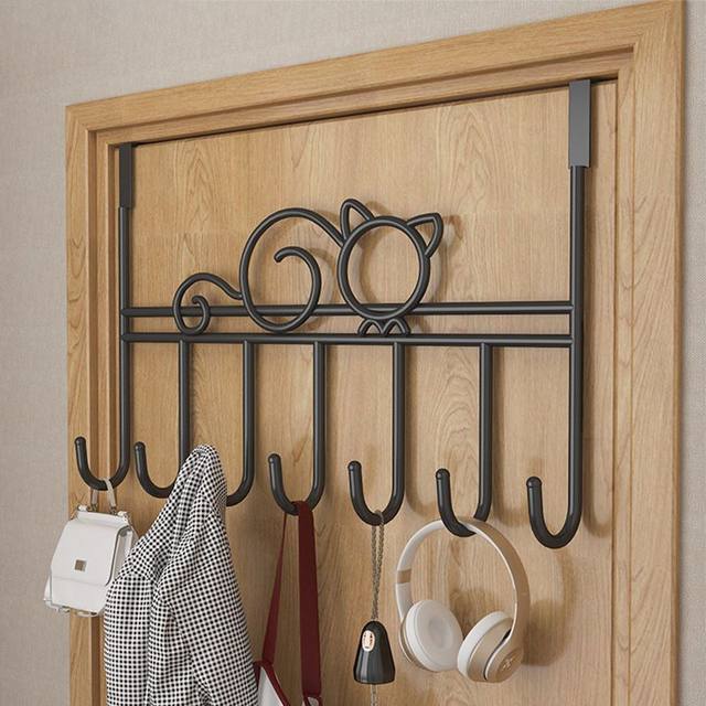 Door rear hook without hole punching door hanging clothes hanger wall hanging bedroom wall hanging clothes hat storage rack