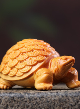 崖柏木雕金钱龟摆件 大小号长寿乌龟茶宠文玩家居办公装饰工艺品