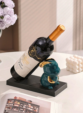 欧式红酒架酒柜玄关客厅摆件餐边柜轻奢家居装饰品兔子收纳架