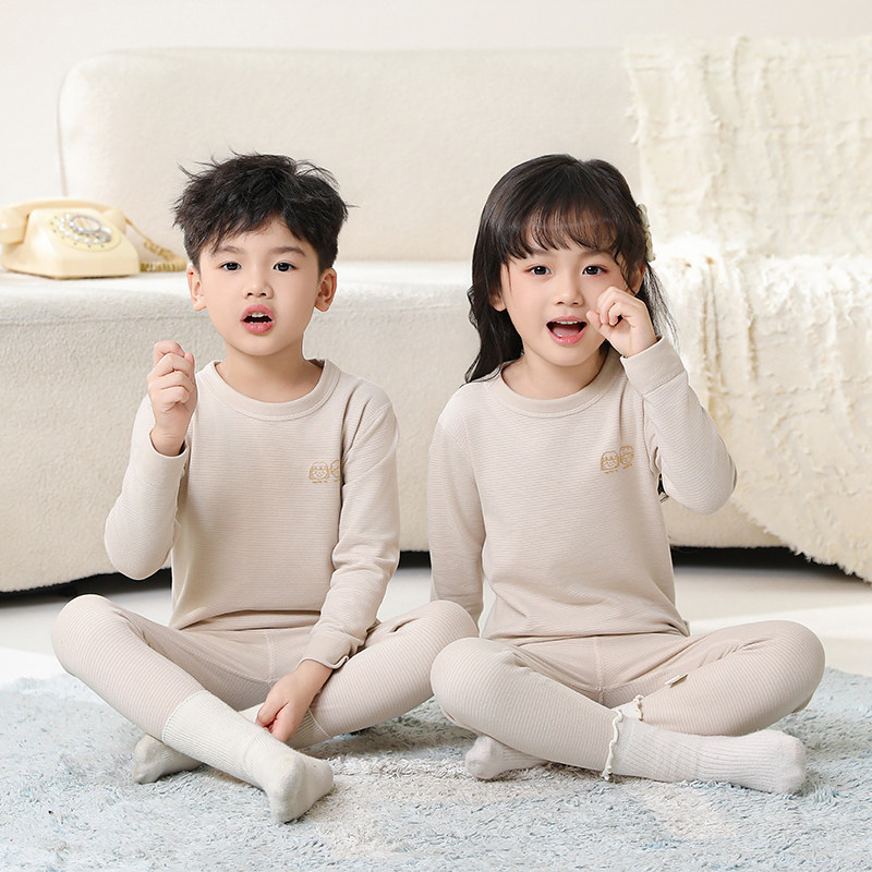 儿童秋衣秋裤套装加绒德男童女童保暖内衣秋冬女孩中大童打底抗寒