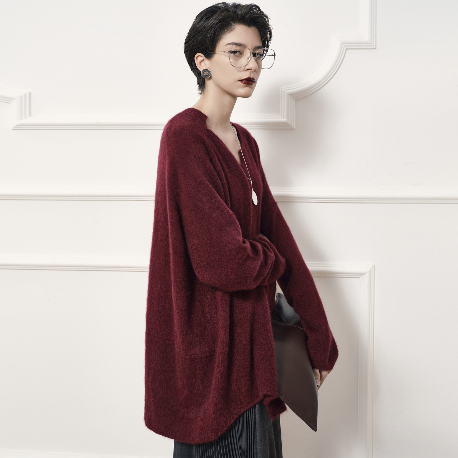 【新年系列】TU 牦牛绒拉绒毛衣男女同款不规则针织衫慵懒风上衣,淘宝优惠券,粉丝福利购,淘宝优惠卷