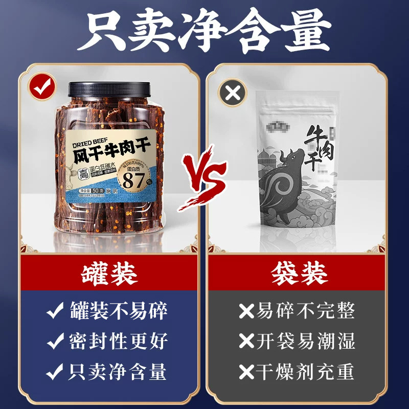 超干风干牛肉干正宗手撕解馋减低肥脂特产即零食品官方旗舰店年货