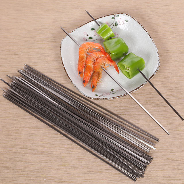 Stainless steel barbecue skewers flat skewers mutton skewers