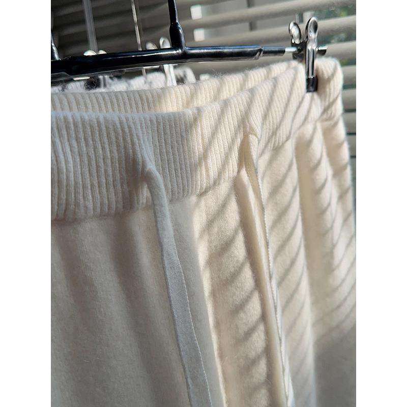 软糯舒适100%羊毛阔腿裤女高腰垂坠感直筒外穿糯米针织休闲拖地裤,淘宝优惠券,粉丝福利购,淘宝优惠卷