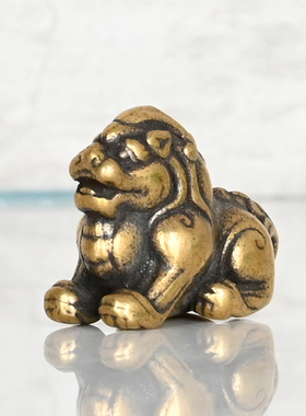 黄铜麒麟迷你摆件汽车钥匙扣挂件