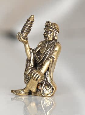 黄铜托塔罗汉摆件中式招财