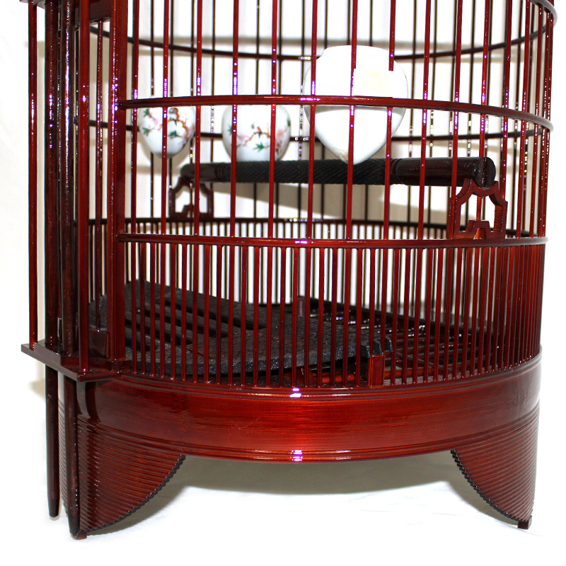 仿生漆酒红色广笼画眉笼全竹广式鸟笼广西底大号公笼八哥高档竹笼 - 图2
