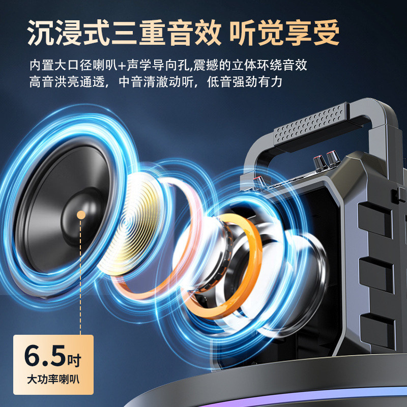 M63无线蓝牙音箱大音量高品质广场舞手提户外便携插卡家用k歌音响 - 图2